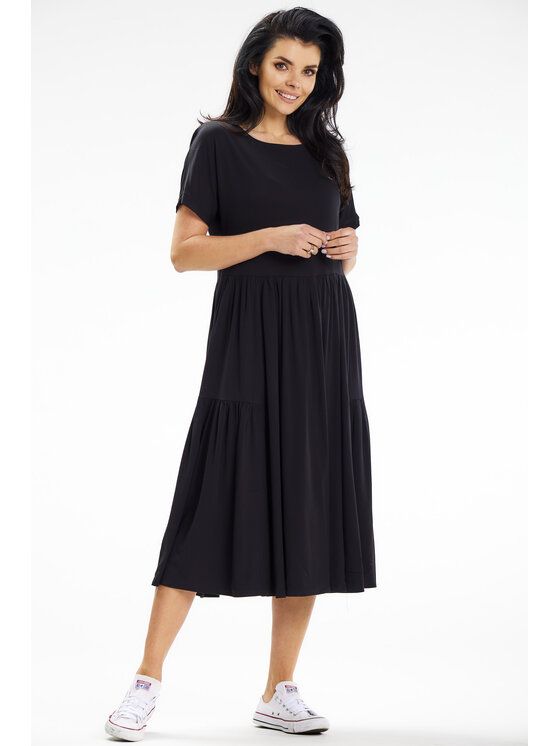 Awama Awama Sukienka letnia A639 Czarny Basic Fit
