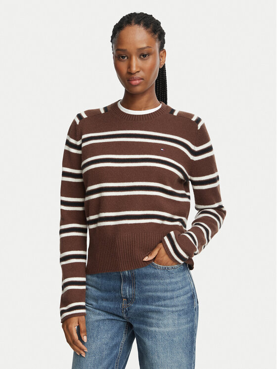 Tommy Hilfiger Tommy Hilfiger Megztinis WW0WW51432 Tamsiai ruda Regular Fit