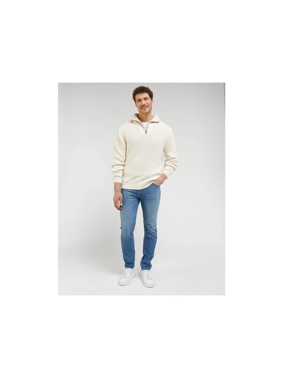 Lee Lee Sweter HALF ZIP KNIT Biały Regular Fit