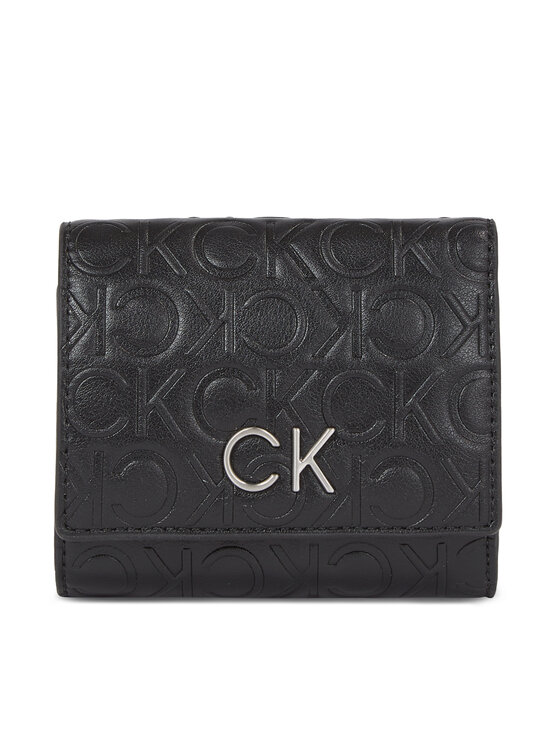 Portofel pentru femei Calvin Klein Re-Lock Trifold Xs Emb K60K611321 Negru