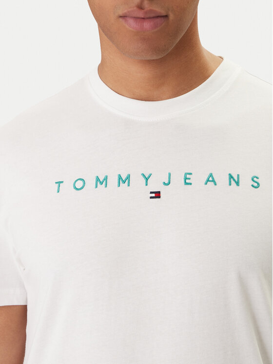 Tommy Jeans Tommy Jeans Majica Linear Logo DM0DM20744 Bela Regular Fit
