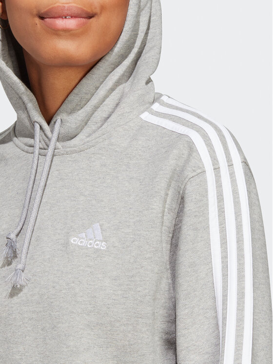adidas adidas Džemperis ar kapuci Essentials 3-Stripes IC9910 Pelēks Regular Fit