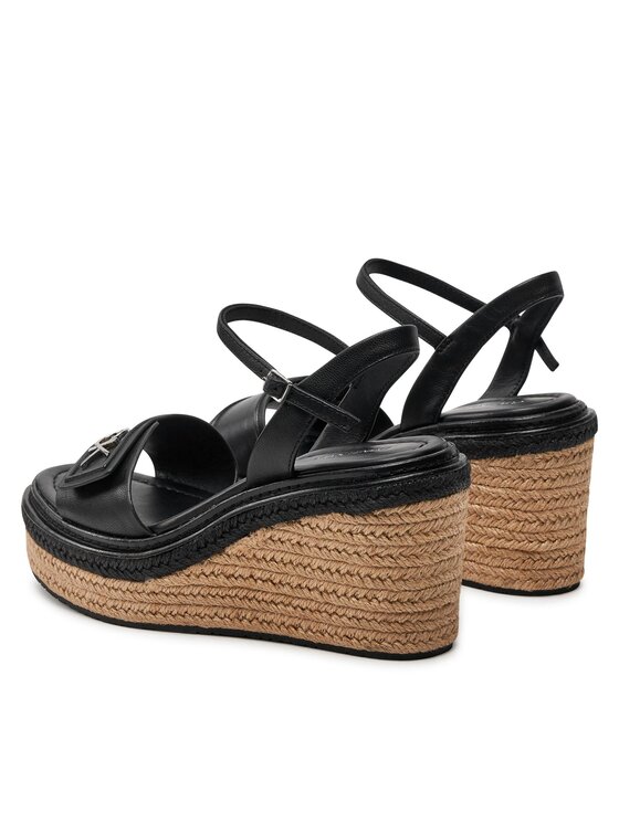 Calvin Klein Calvin Klein Еспадрильї Wedge Sandal 50 Relock Lth HW0HW01963 Чорний