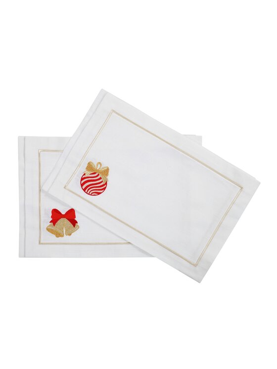 Roseberry Home Roseberry Home Podkładka na stół Jingle Bells & Christmas Bauble Panama Biały