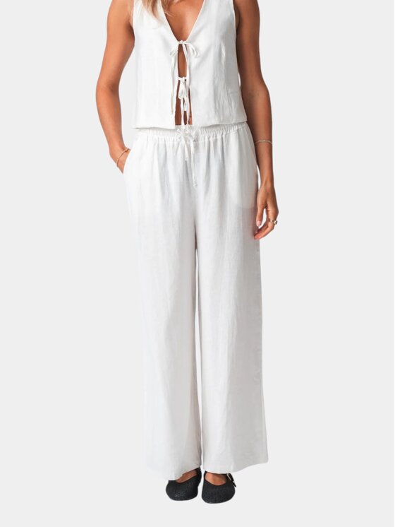 TeeShoppen Damskie Spodnie materiałowe, rozmiar L, Białe, 'Basic Collection'