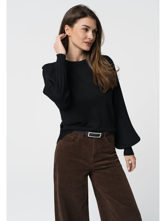 Volcano Volcano Sweter S-MONKI Czarny Regular Fit