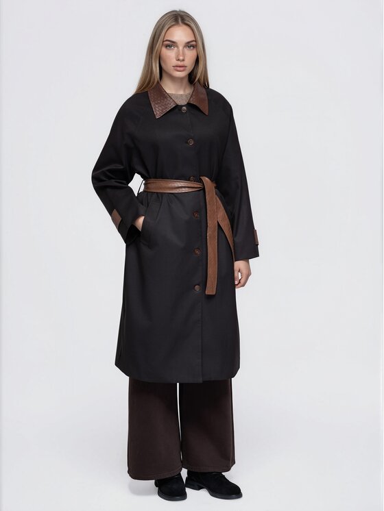 Ombre Ombre Kabát pro přechodné období OW-CT-E0025 Černá Regular Fit