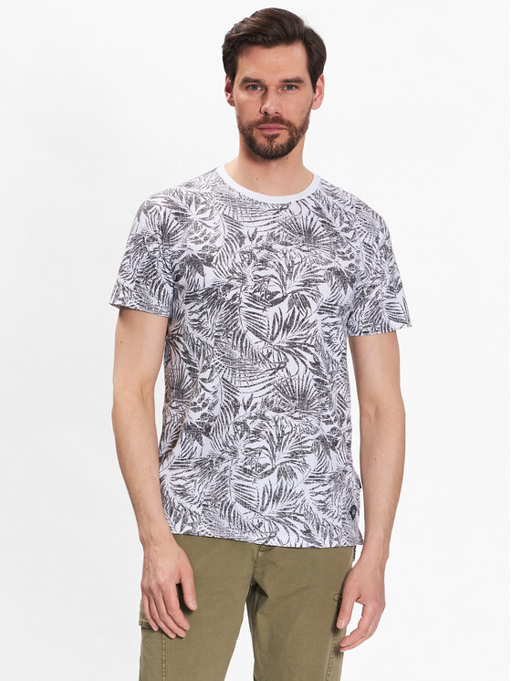 INDICODE INDICODE T-Shirt Palme 40-935 Šedá Regular Fit