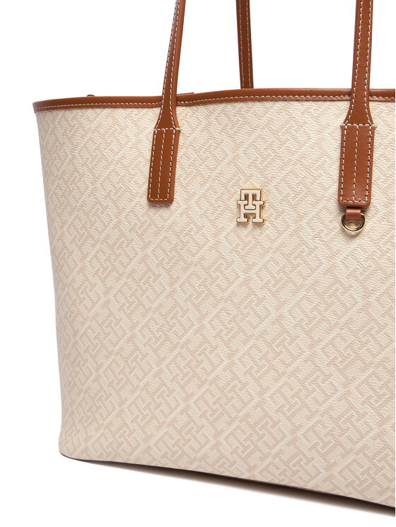Tommy Hilfiger Tommy Hilfiger Handtasche Th Monoplay Tote Le AW0AW17416 Beige