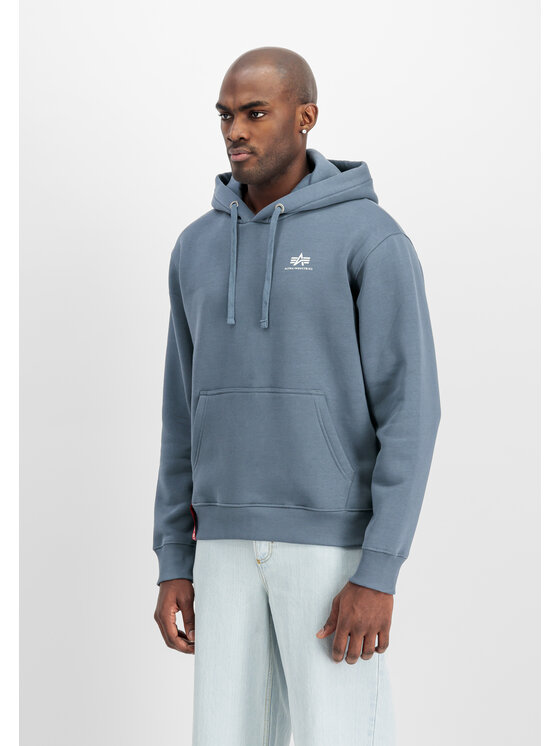 Alpha Industries Alpha Industries Bluza Basic Small Logo Hoodie Błękitny Regular Fit