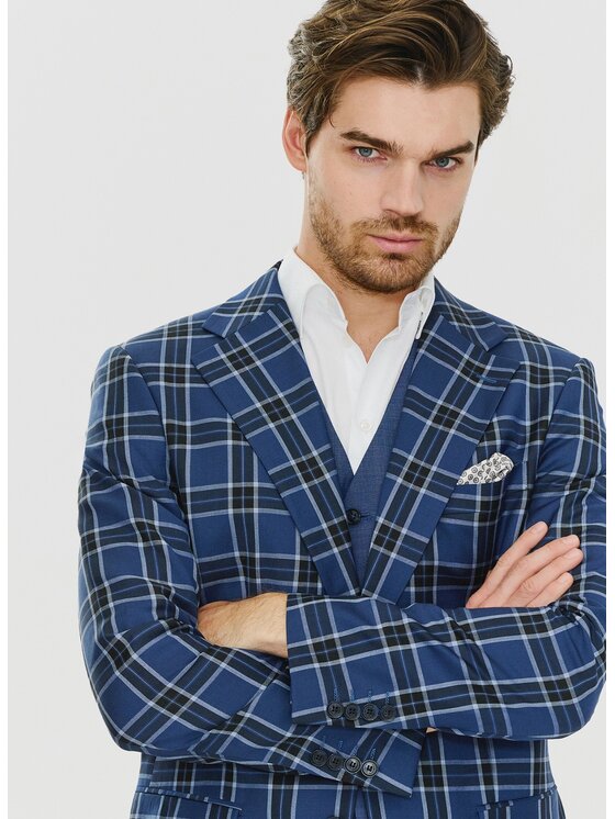 Pako Lorente Pako Lorente Marynarka P24SP-3X-002 Granatowy Slim Fit