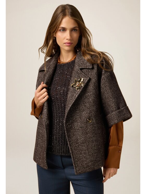 Oltre Oltre Cappotto 8011J000251N0Z2 Marrone Baggy Fit