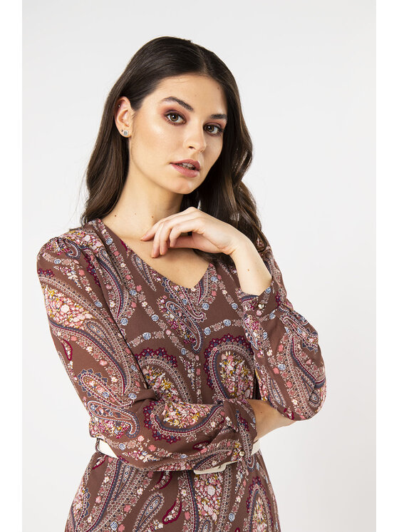 QUIOSQUE QUIOSQUE Každodenné šaty MISS PAISLAY DRESS Hnedá Regular Fit