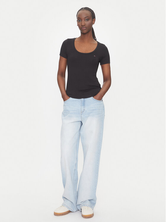 Tommy Jeans Tommy Jeans Póló Essential DW0DW20916 Fekete Regular Fit