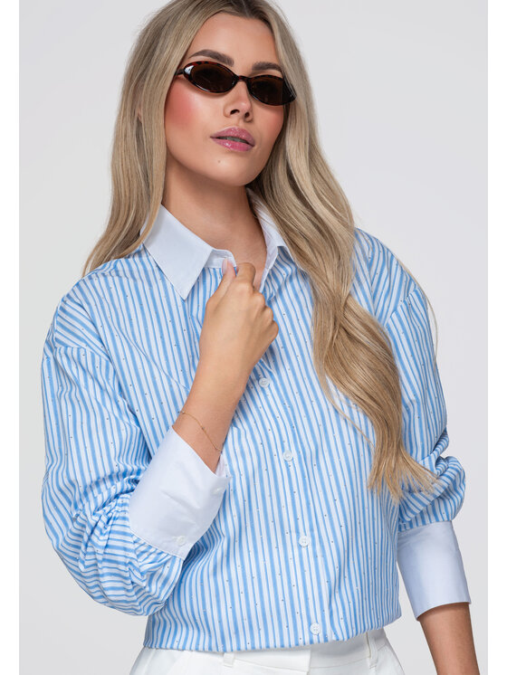 Ombre Ombre Koszula OW-SH-E0065 Niebieski Loose Fit