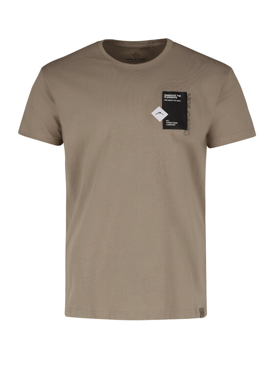 Volcano Volcano T-Shirt T-PATCH Beżowy Regular Fit