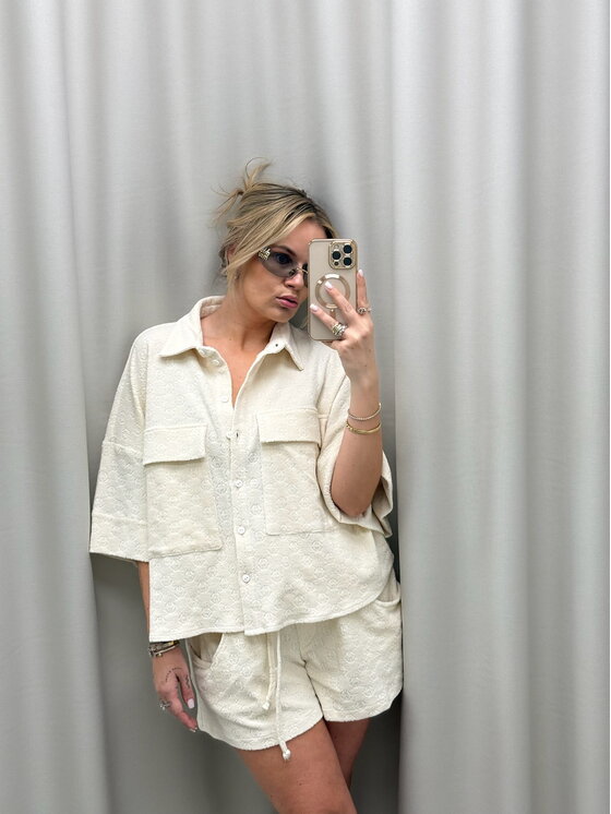 Magda Matyja Magda Matyja Koszula Mauritius Butter Top Beżowy Oversize