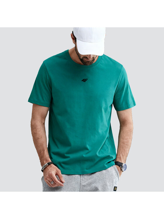 4F 4F T-Shirt 4FWSS26TTSHM3947 Zielony ciemny Regular Fit