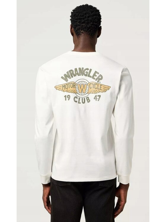 Wrangler Wrangler Longsleeve Long Sleeve Americana Tee Biały Regular Fit