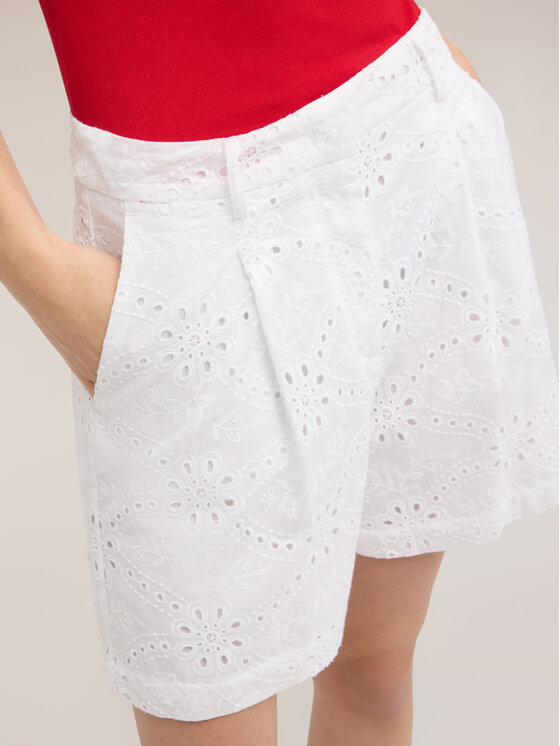 Motivi Motivi Szorty materiałowe P02GQ004642N0S1 Biały Regular Fit