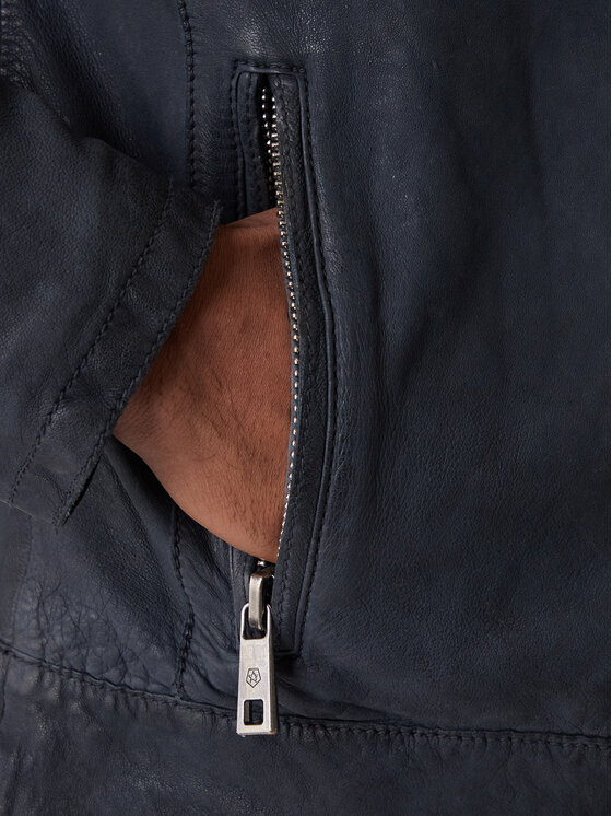 Milestone Milestone Μπουφάν δερμάτινο Nevio 612203 60780 Σκούρο μπλε Regular Fit