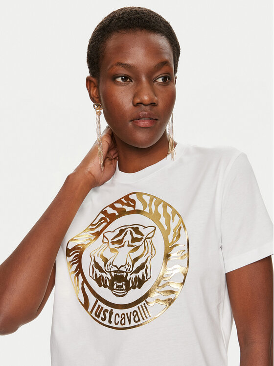 Just Cavalli Just Cavalli T-Shirt 76PAHG12 Biały Regular Fit