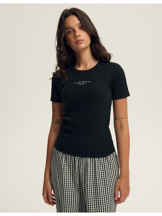Esotiq Esotiq T-Shirt 44365 Černá Regular Fit