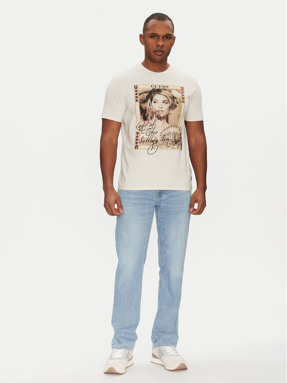 Guess Guess T-krekls M5GI41 KBW41 Écru Regular Fit