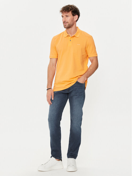BOSS BOSS Тениска с яка и копчета Pallas 50468301 Жълт Regular Fit