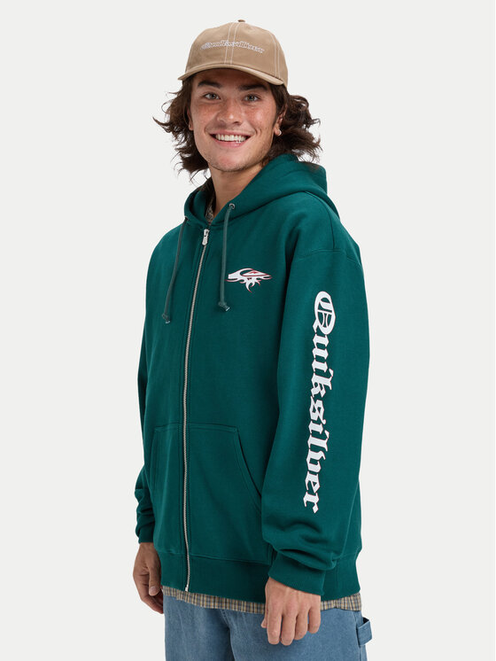 Quiksilver Quiksilver Mikina Old English EQYFT05156 Tmavě zelená Oversize