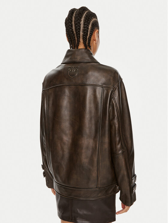 PINKO Pinko Giacca di pelle Grotta 104048 A23U Marrone Regular Fit