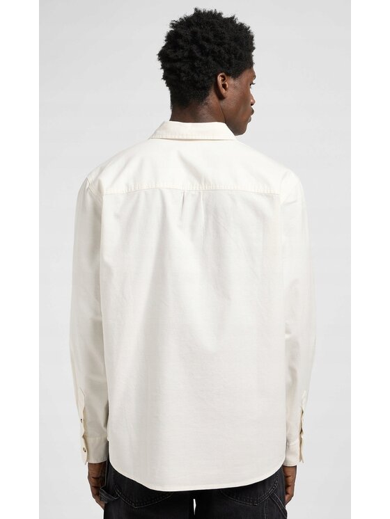 Lee Lee Koszula No Pocket Button Down Biały Relaxed Fit