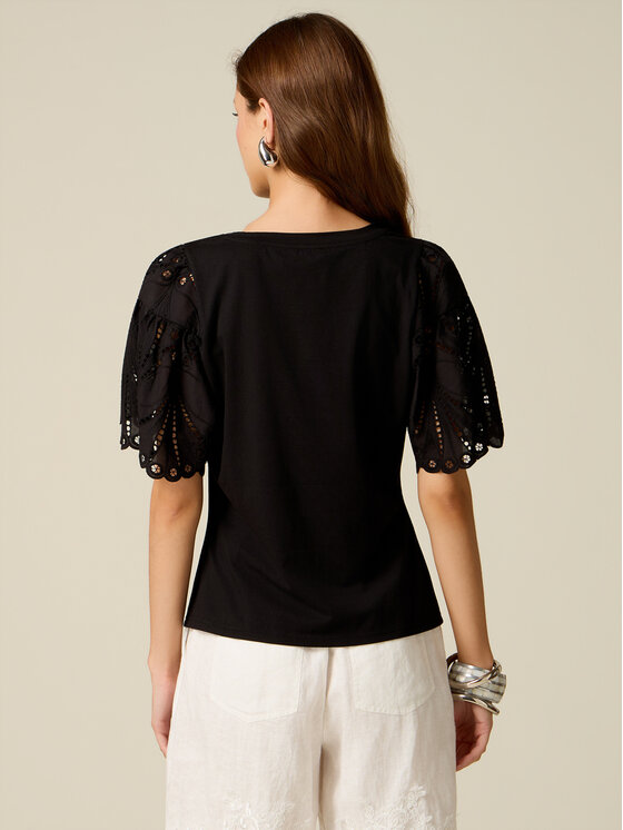 Oltre Oltre T-Shirt G086J004542N0Z3 Czarny Regular Fit