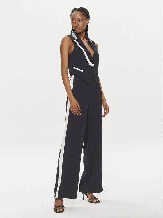 Maryley Maryley Medžiaginės kelnės 24EB583/04BL Tamsiai mėlyna Relaxed Fit