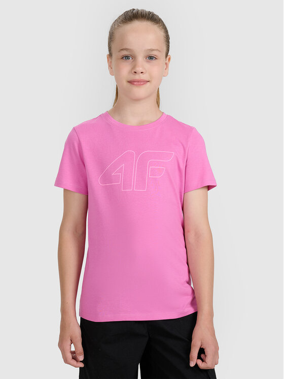 4F 4F T-Shirt BASIC+ Różowy Oversize