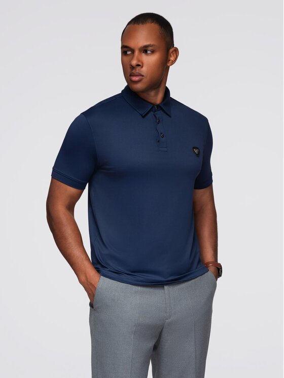 Ombre Ombre Polo OM-POSS-0150 Granatowy Regular Fit