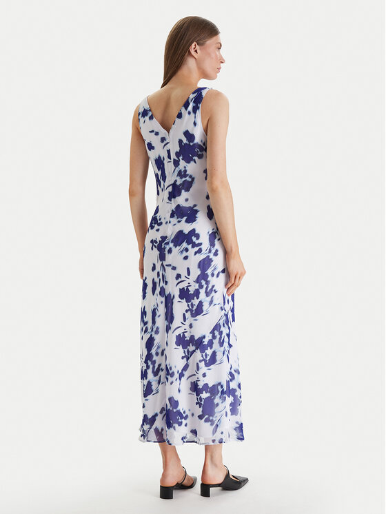 Calvin Klein Calvin Klein Večerna obleka Printed Chiffon Sl Cowl LV044F029G Bela Regular Fit