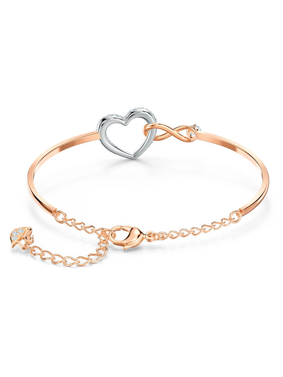 Swarovski Swarovski Bransoletka Infinity Bangle Heart 5518869 Różowe złoto