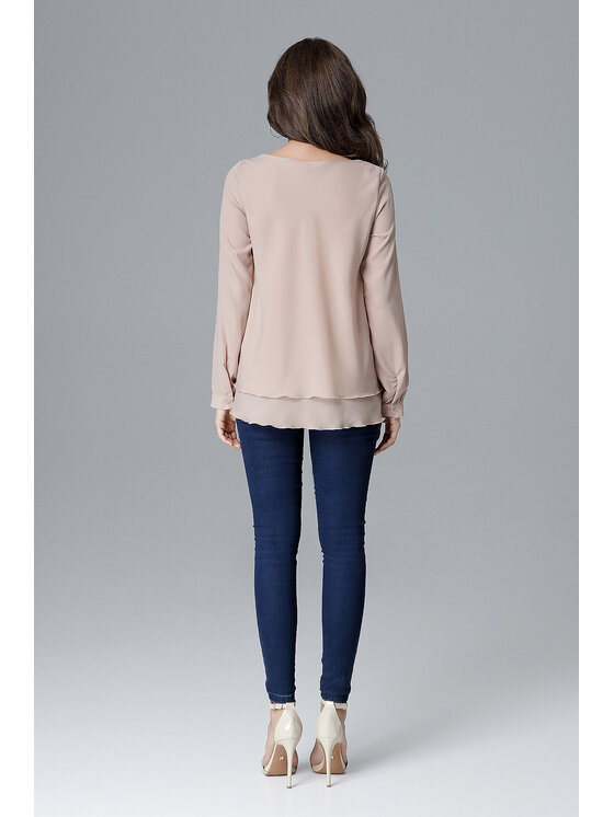 Lenitif Lenitif Blusa L020 Beige Regular Fit