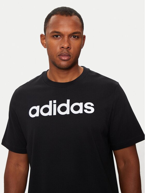 adidas adidas Marškinėliai Essentials Single Jersey Linear Embroidered Logo T-Shirt IC9274 Juoda Regular Fit