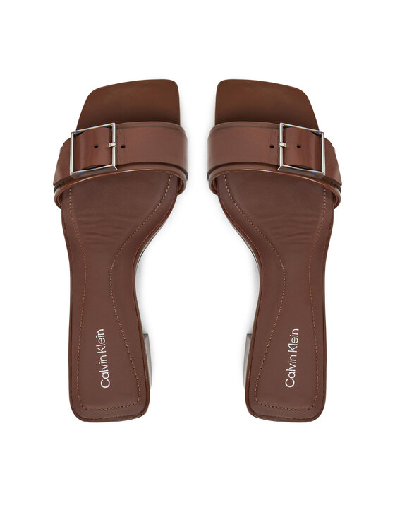 Calvin Klein Calvin Klein Klapki Heel Mule 50 W/Buckle - Lth HW0HW02478 Brązowy