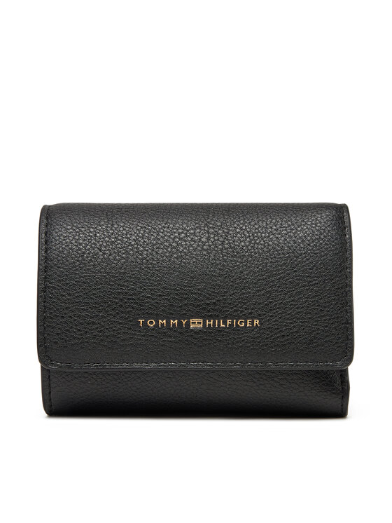 Portfel damski Tommy Hilfiger, Czarny, Logotape Trifold AW0AW17477