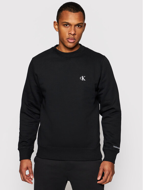 Calvin Klein Jeans Sweatshirt Embroidered Logo J30J314536 Schwarz Regular  Fit