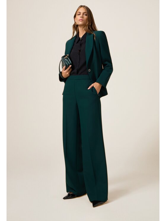 Oltre Oltre Spodnie materiałowe P017J002475N015 Zielony Flare Fit