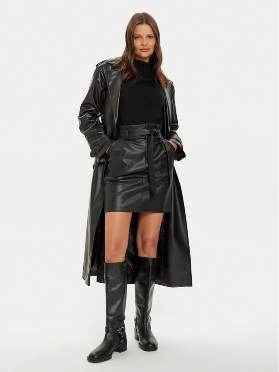 Vero Moda Vero Moda Krilo iz umetnega usnja Eva 10233919 Črna Regular Fit