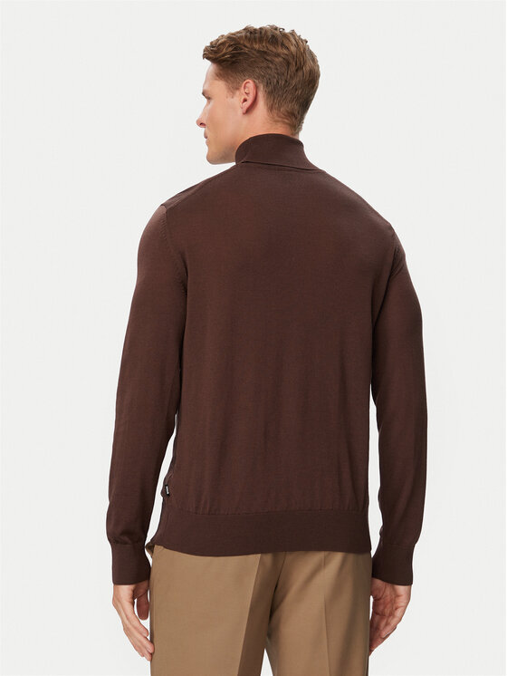 BOSS BOSS Bluză cu gât H-Musso 50565517 Maro închis Regular Fit