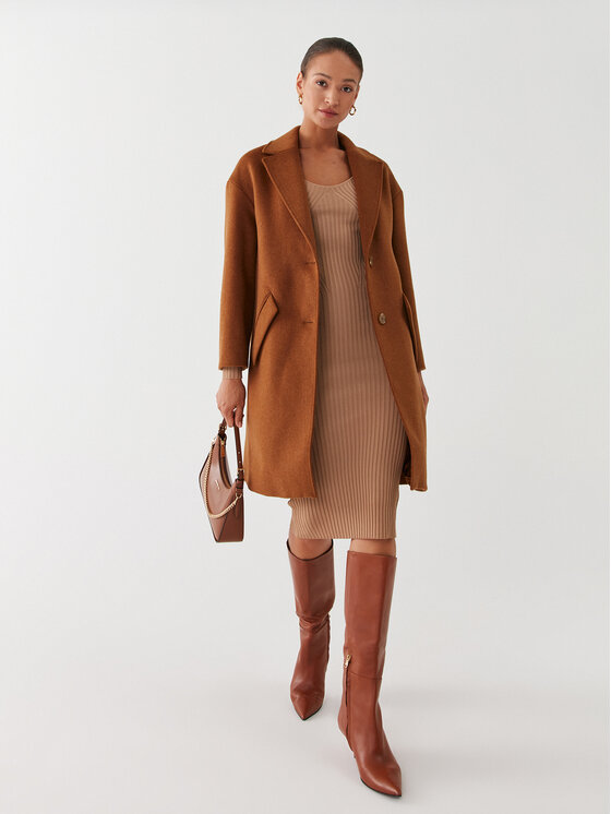Guess Guess Volneni plašč Elly W2BL0H WEWU0 Rjava Relaxed Fit