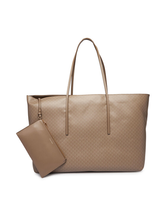 Calvin Klein Calvin Klein Kabelka Emblem Aop Large Tote W/ Pouch LV04F3364G Béžová