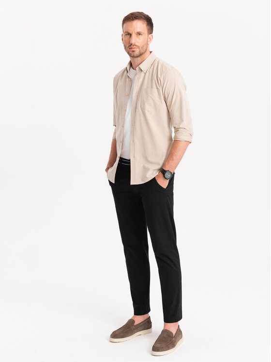 Ombre Ombre Chinosy OM-PACP-0118 Czarny Regular Fit
