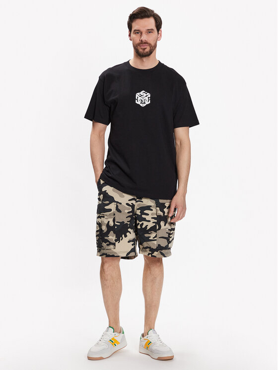 DC DC Marškinėliai Jaakko Cubic ADYZT05260 Juoda Relaxed Fit